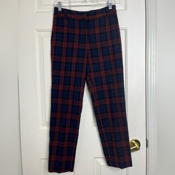 Velvet by Graham Spencer Cropped Plaid Trouser 4 Blue Res - Picture 3 of 15
